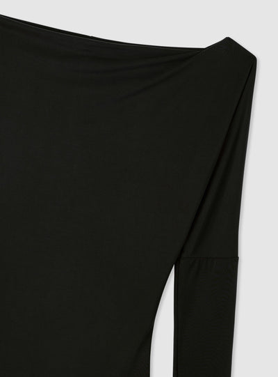 T-shirt con scollo barca e maniche lunghe