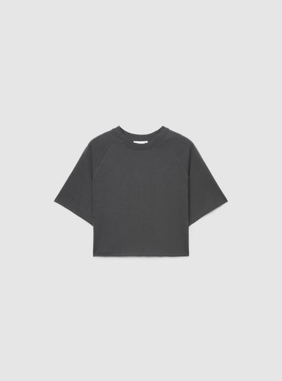 T-shirt crop boxy a tinta unita