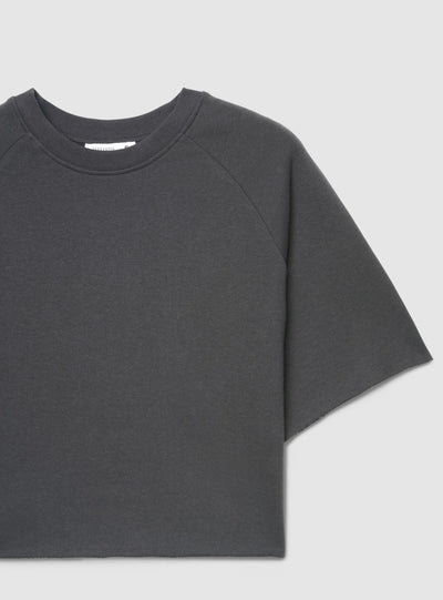 T-shirt crop boxy a tinta unita