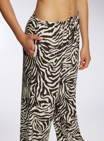 Pantaloni wide leg zebrati in viscosa