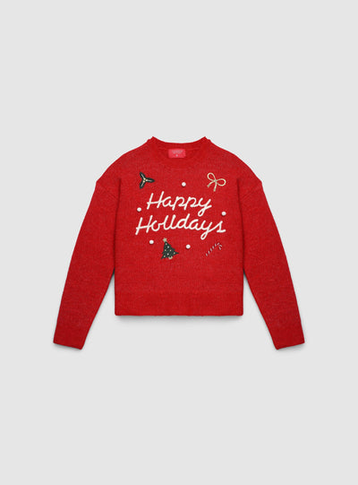 Pull large avec inscription de Noël et patch