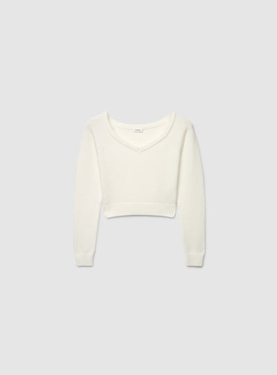 Maglia crop con scollo a V e spalle scoperte