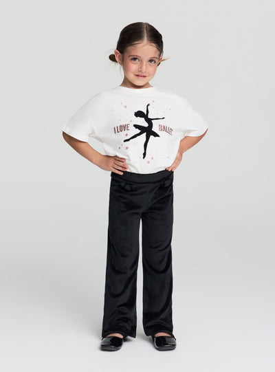 Ribbed flared leggings with bows