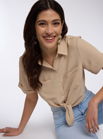 Camicia crop con nodo