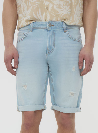 Shorts di jeans chiari con strappi