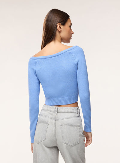 Maglia crop con scollo a V e spalle scoperte