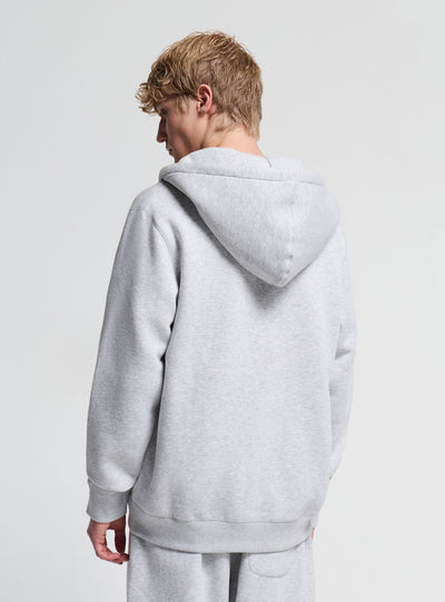 Felpa con cappuccio e zip a tinta unita