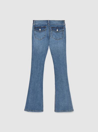 Jeans a zampa a vita ultra bassa