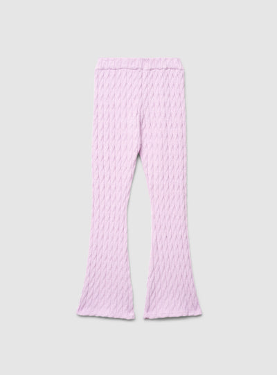 Pantaloni a zampa in maglia a trecce