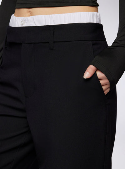 Pantaloni wide leg con fascia effetto boxer