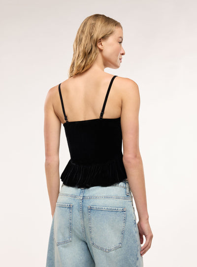 Top bustier con coppe e peplum