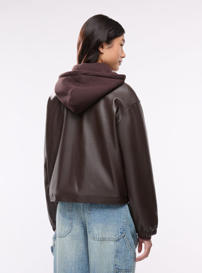 Bomber con cappuccio e bottoni a pressione