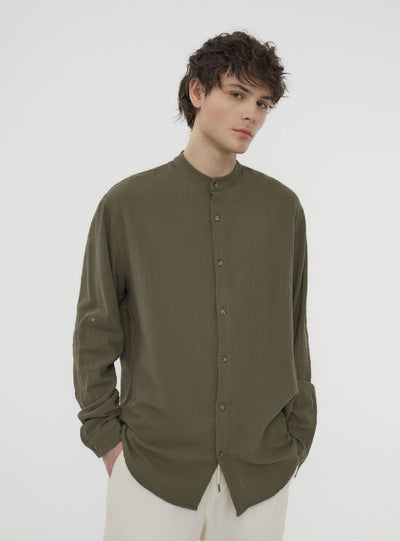 Camicia coreana tinta unita