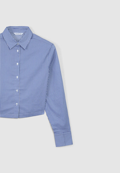 Camicia crop in popeline a righe