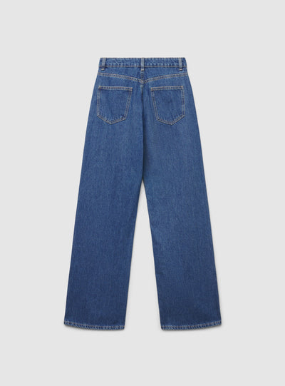 Jeans wide leg a tinta unita