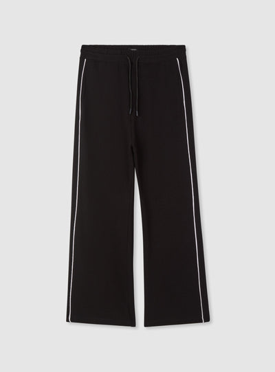 Pantaloni tuta wide leg con piping