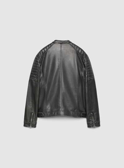 Giacca biker con collo coreano e zip
