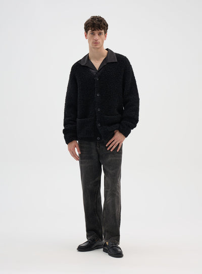 Cardigan maxi bouclé a tinta unita