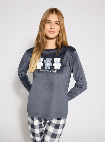 Langärmliges Pyjama-Set mit Tiermotivdruck