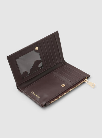 Portafoglio con zip effetto pelle