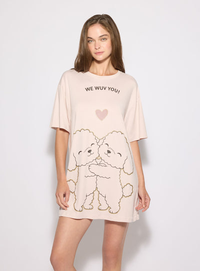 T-shirt pigiama con maxi stampa animaletti
