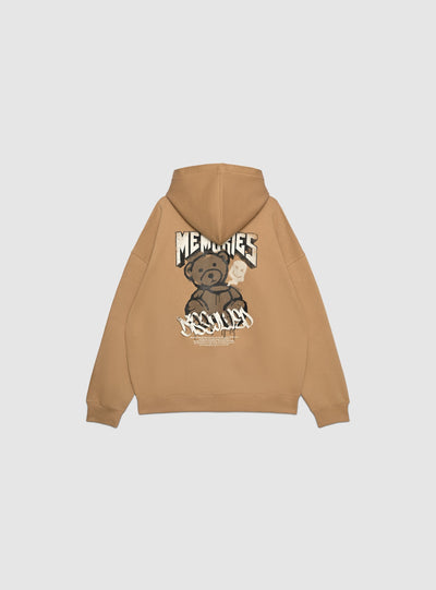 Felpa boxy con cappuccio e stampa orsetto