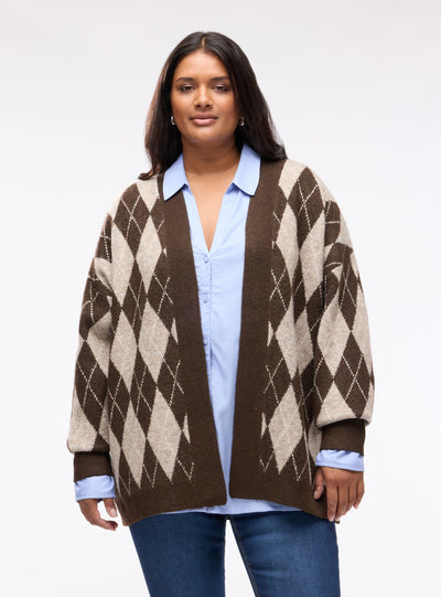 Cardigan a rombi aperto