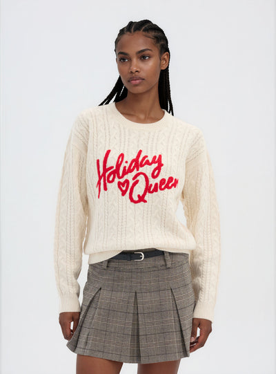 Maglia con trecce e scritta