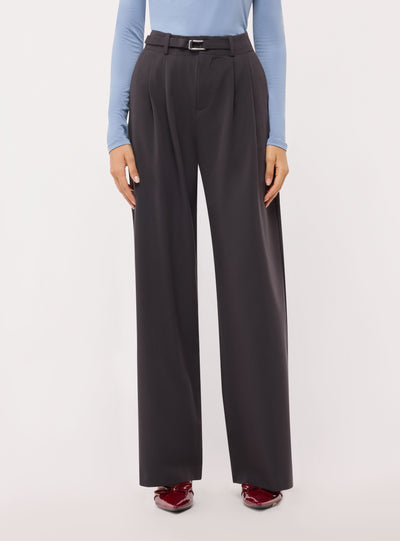 Pantaloni wide leg con coulisse e fibbia