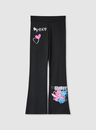 Leggings flare da bambina con stampa Stitch® e cuori