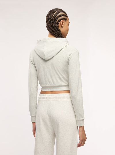 Felpa crop con cappuccio e zip