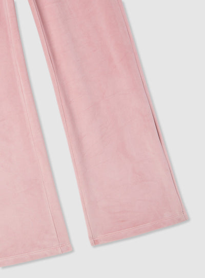 Pantaloni tuta a zampa ciniglia tinta unita