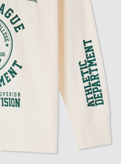 T-shirt manica lunga con stampa college