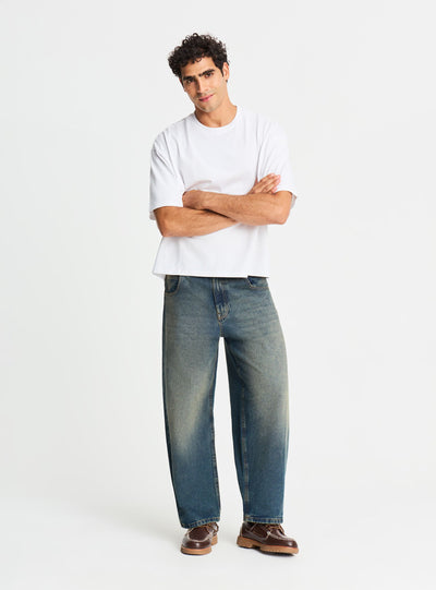 Jeans balloon a tinta unita
