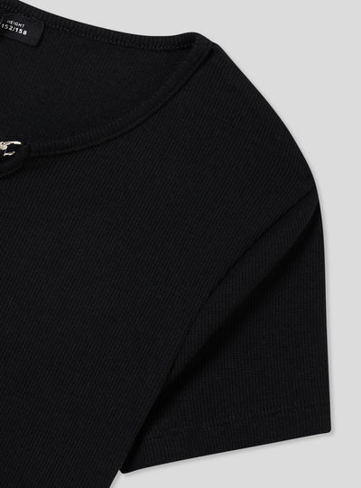 Geripptes Crop-T-Shirt mit Applikation