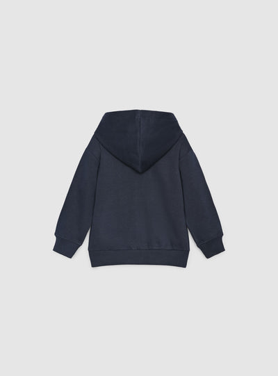 Felpa con cappuccio e zip a tinta unita