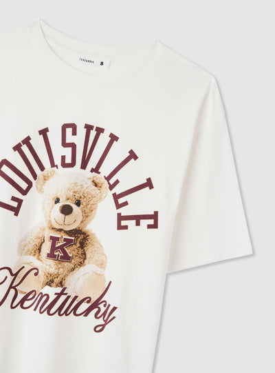 T-shirt ampia con stampa orsetto college