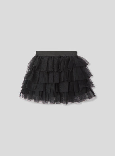Plain-coloured tiered tulle skirt