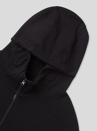 Felpa tecnica con cappuccio e zip in misto cotone pesante