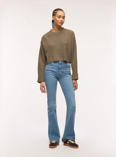 Maglia crop a coste larghe