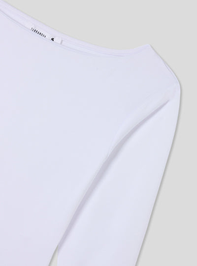 Body con scollo ampio e maniche a tre quarti