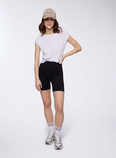 Crop T-shirt with cap sleeves