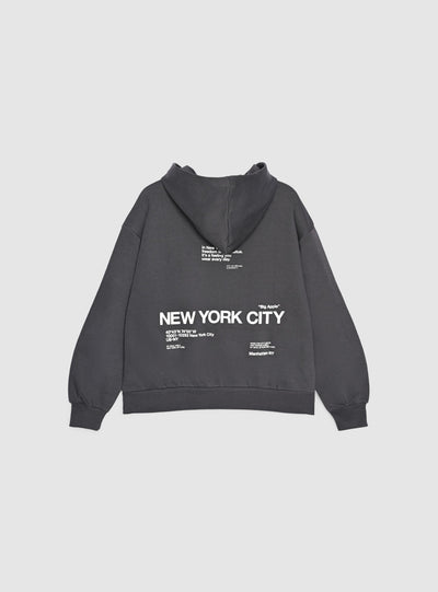 Felpa con cappuccio e scritta New York