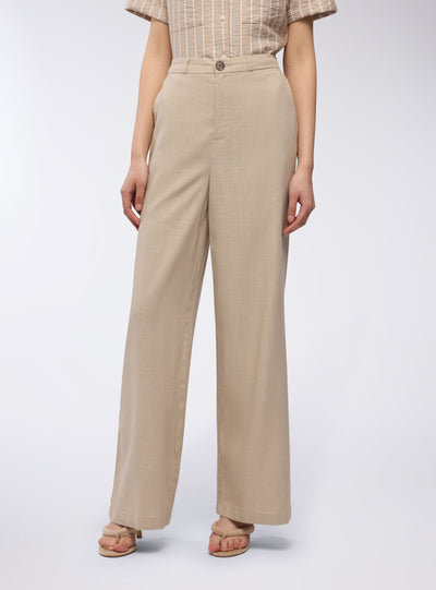 Pantaloni dad fits misto lino