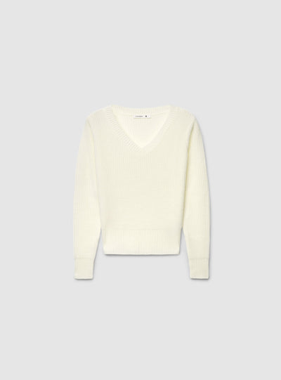 Maglia a coste inglesi con scollo a V