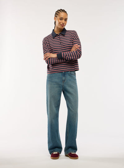 Jeans wide leg a tinta unita
