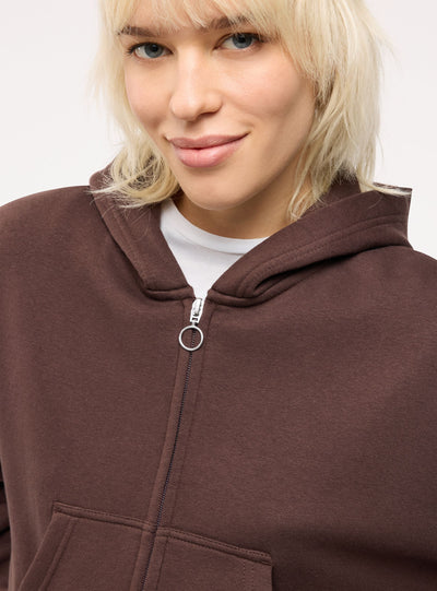 Felpa crop con zip e cappuccio
