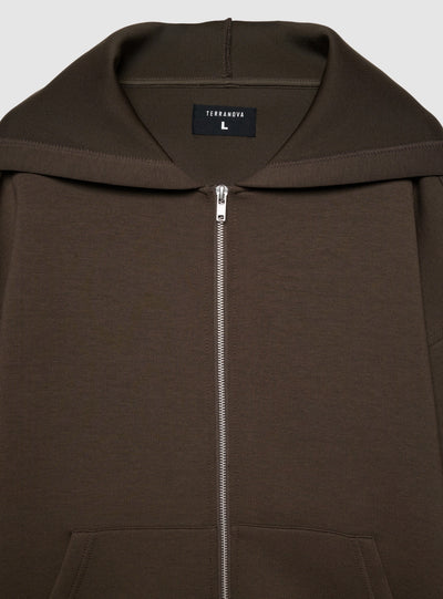Felpa boxy con zip e cappuccio