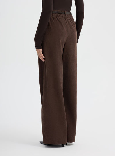 Pantaloni wide leg in velluto con cintura