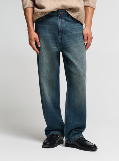 Jeans baggy a tinta unita